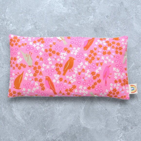 Backyard Birds Pink Floral Cotton Weighted Eye Pillow Hot/Cold Pack - Picture 2 of 4